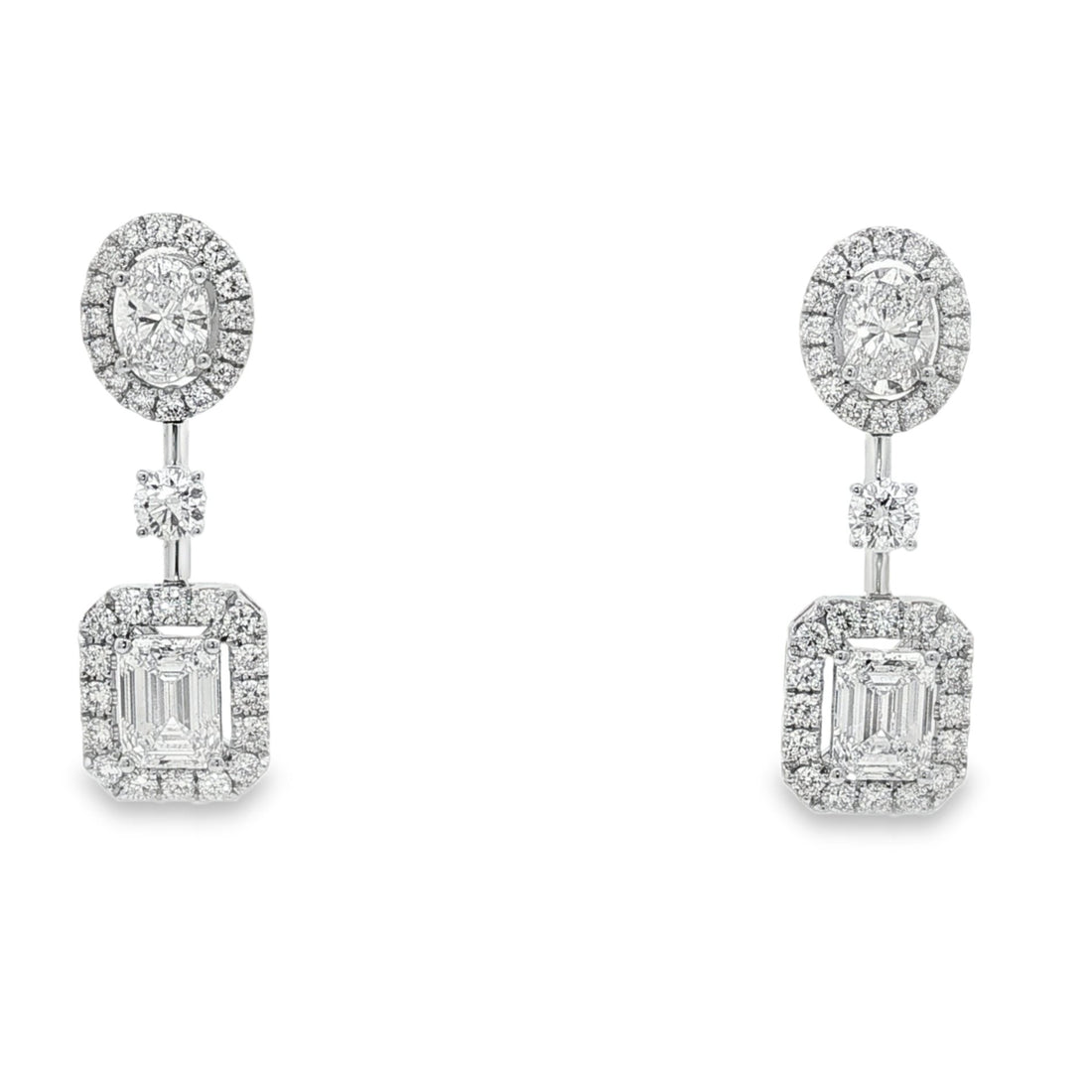 14kt White Gold Lab Diamond Dangling Earrings
