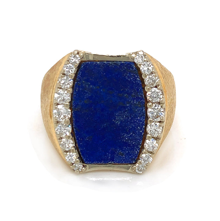 14kt Yellow Gold Diamond and Lapis Ring