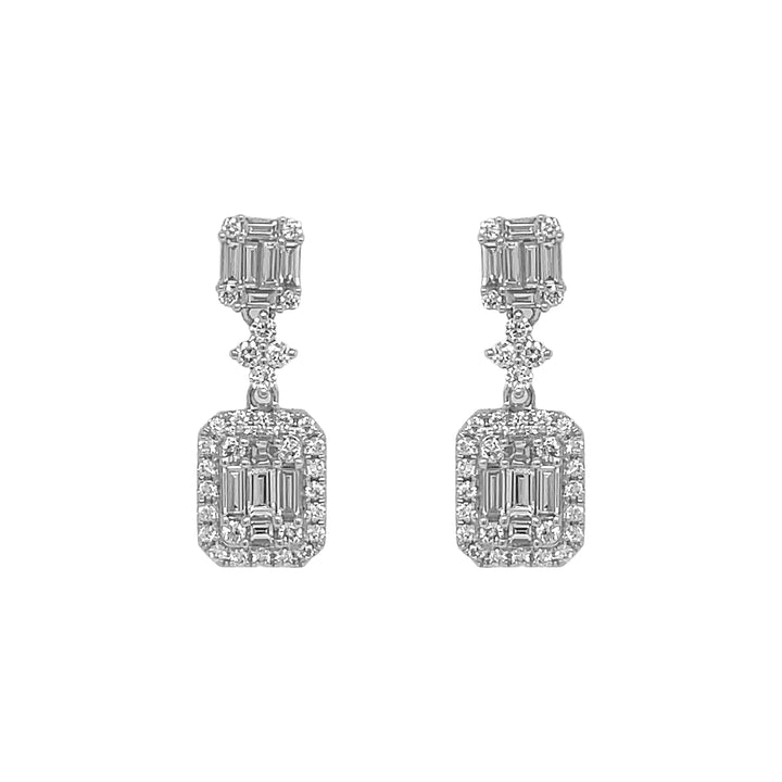 18kt White Gold Diamond Dangling Earrings