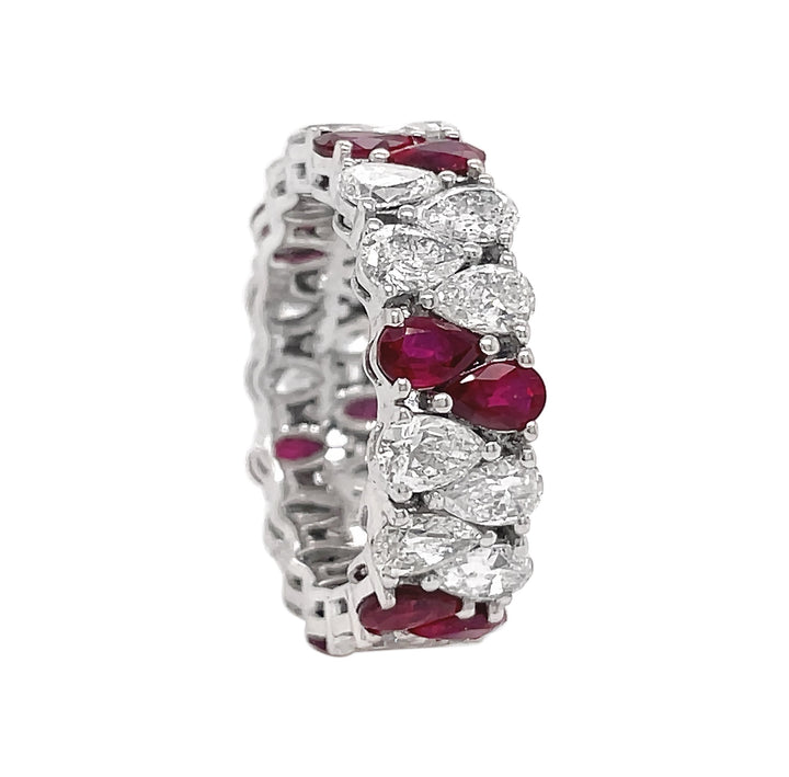 18kt White Gold Diamond And Ruby Band