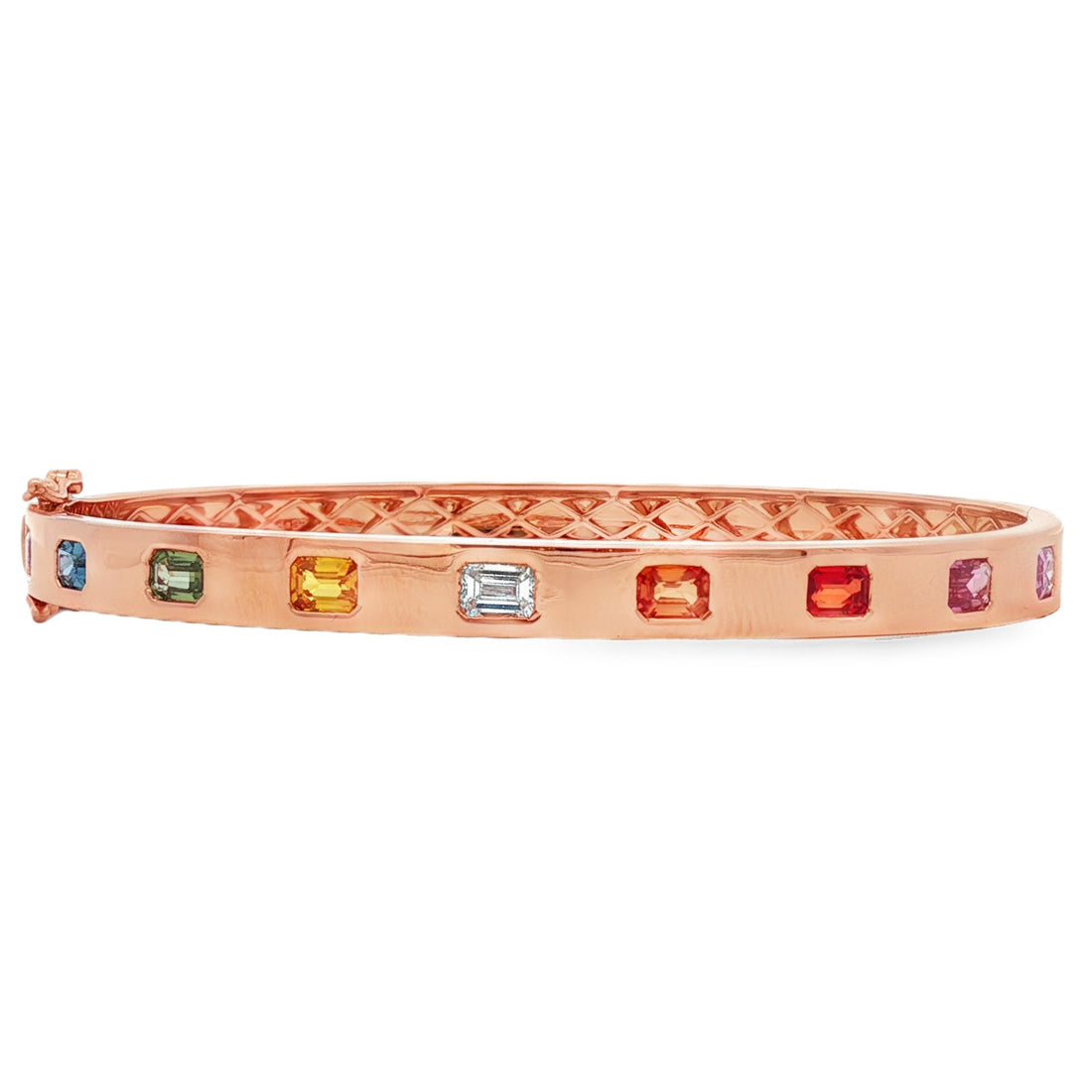 18kt Rose Gold Diamond And Sapphire Bangle