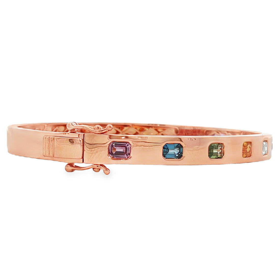 18kt Rose Gold Diamond And Sapphire Bangle