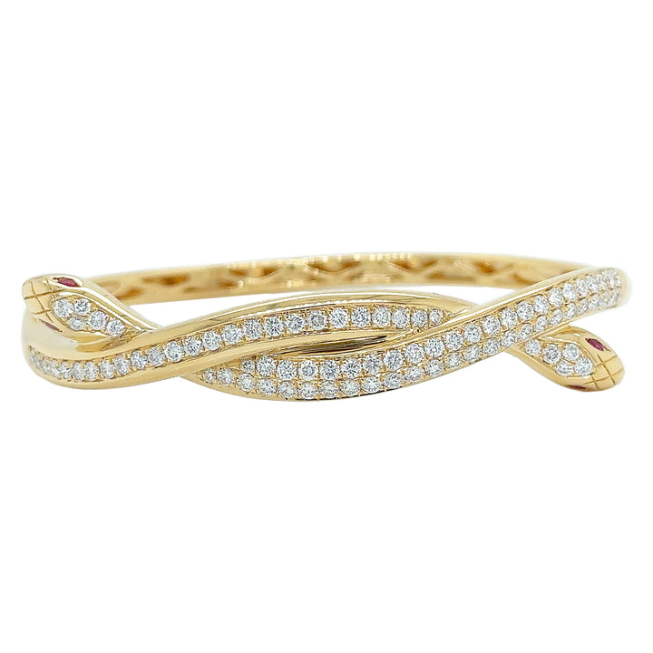 18kt Yellow Gold Diamond And Ruby Bangle