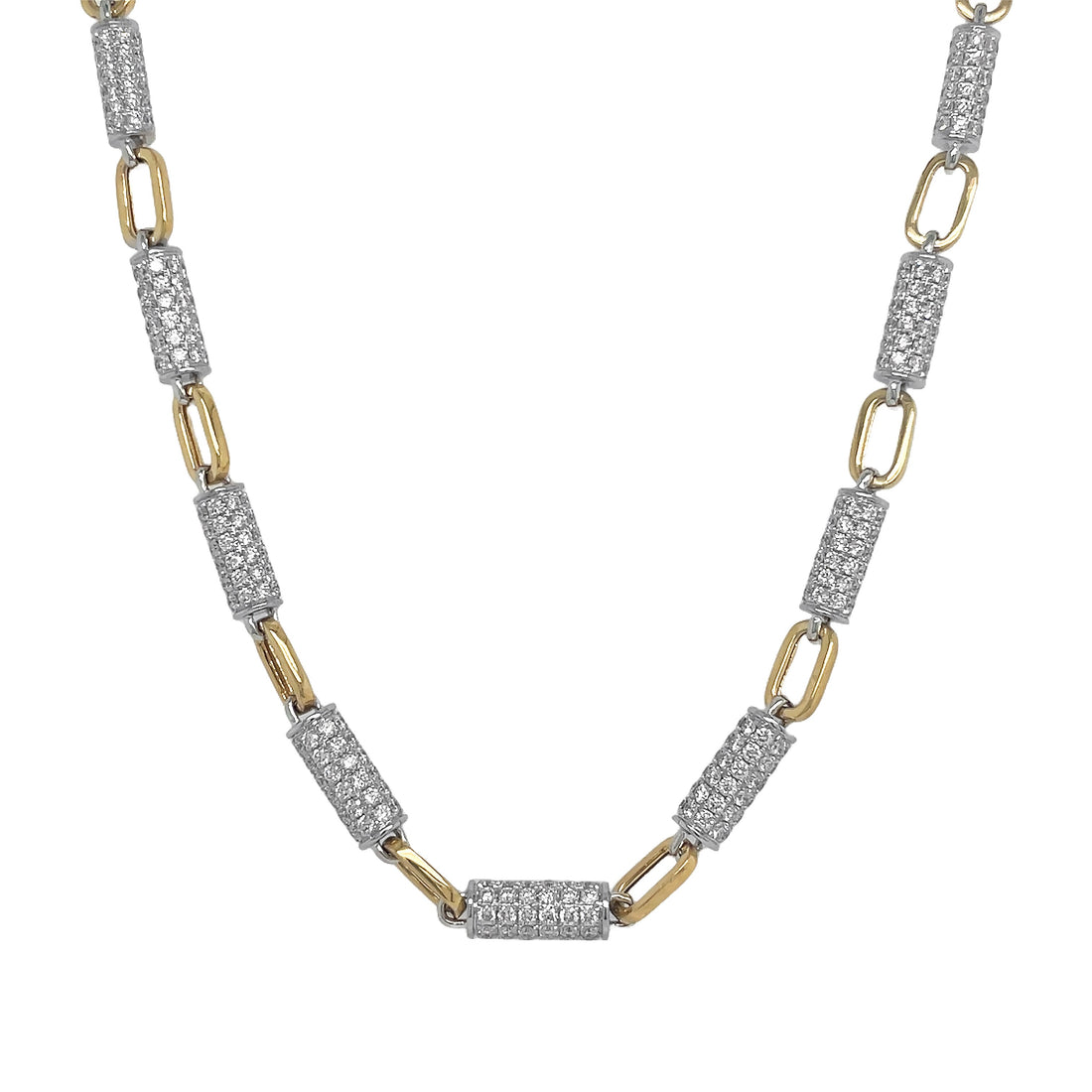 18kt Yellow and White Gold Diamond Link Necklace