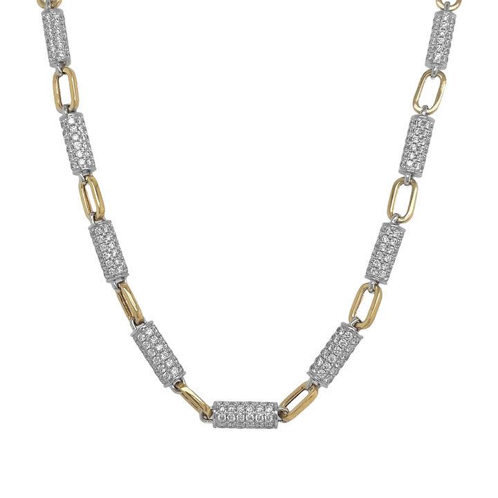18kt Yellow and White Gold Diamond Link Necklace