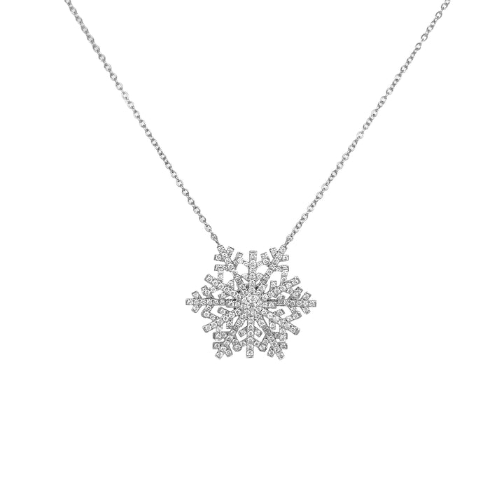 18kt White Gold Diamond Rotating Snowflake Pendant