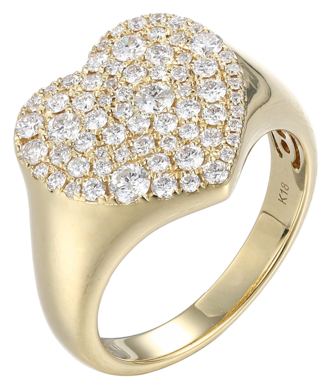 18kt Yellow Gold Diamond Heart Shaped Ring