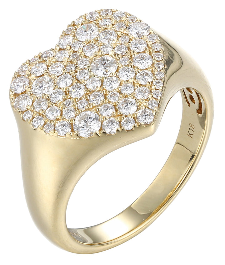 18kt Yellow Gold Diamond Heart Shaped Ring