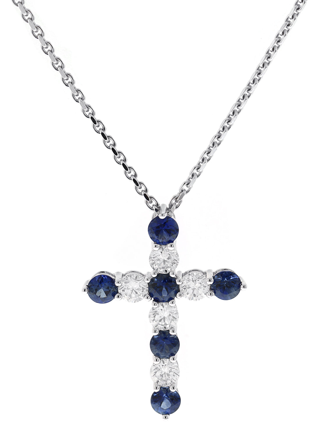 18kt White Gold Sapphire Cross Pendant