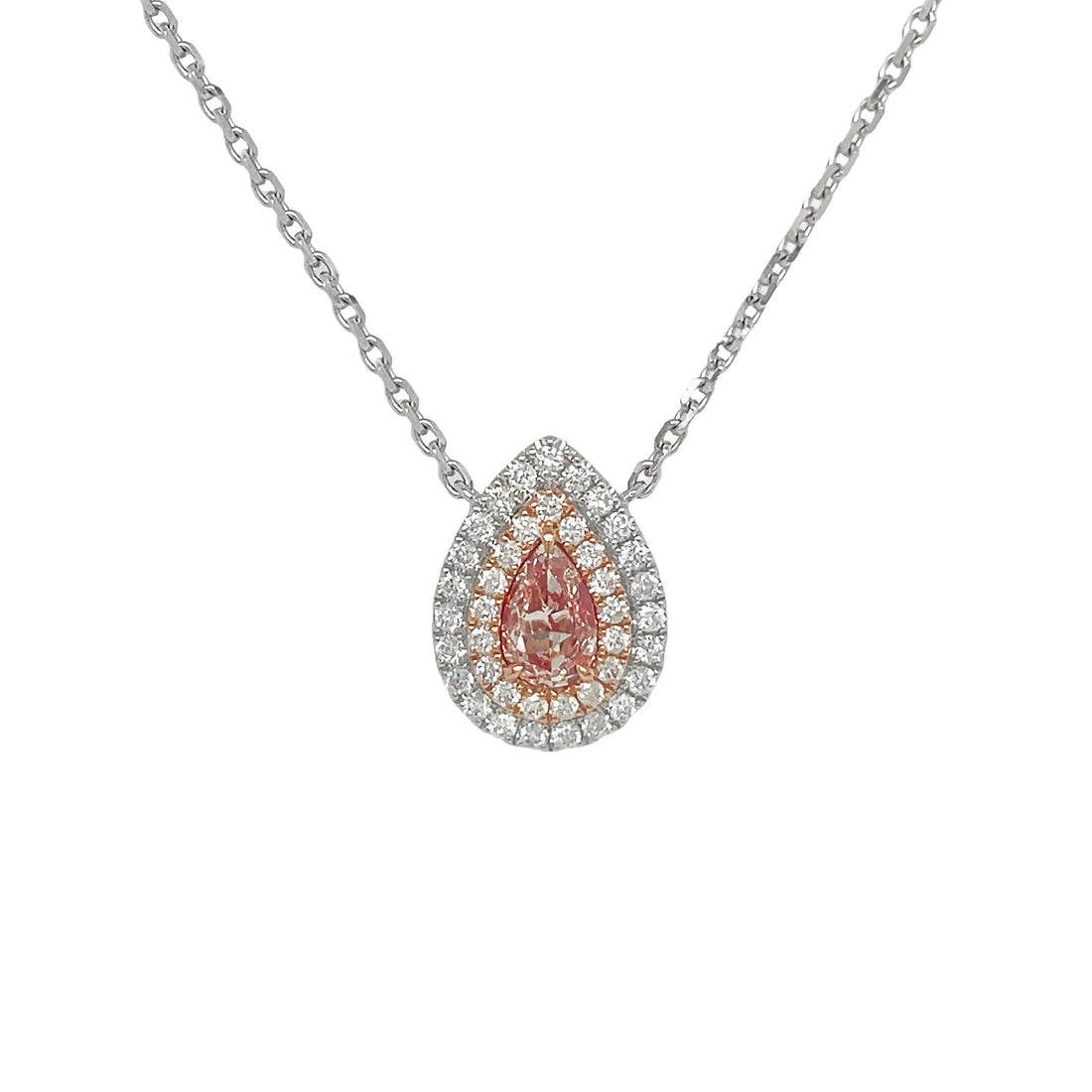 18kt White and Rose Gold Diamond and Pink Sapphire Pendant
