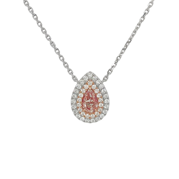 18kt White and Rose Gold Diamond and Pink Sapphire Pendant