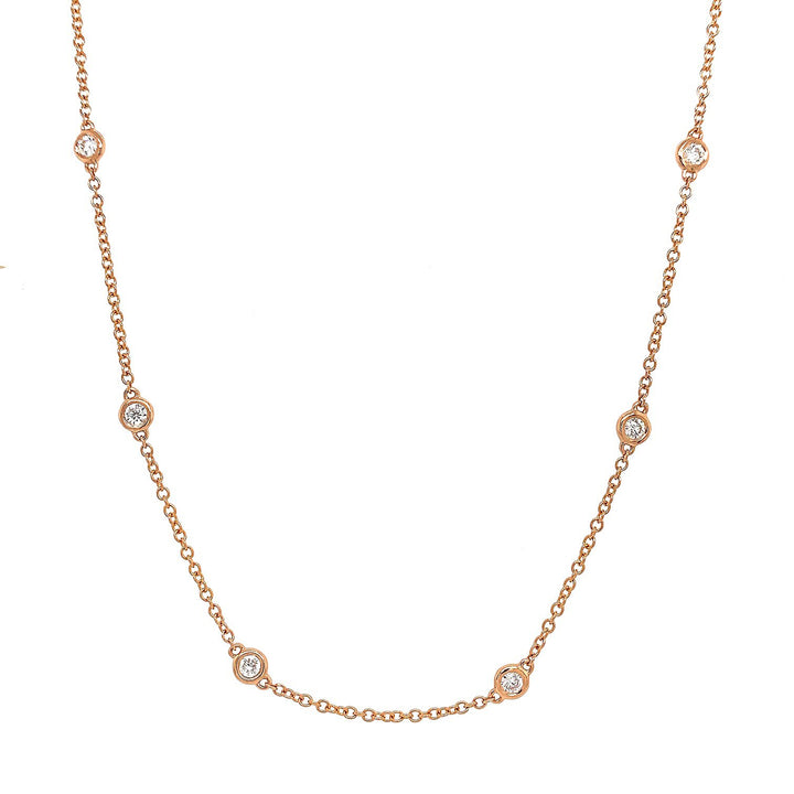 18kt Rose Gold Diamond By The Inch Necklace