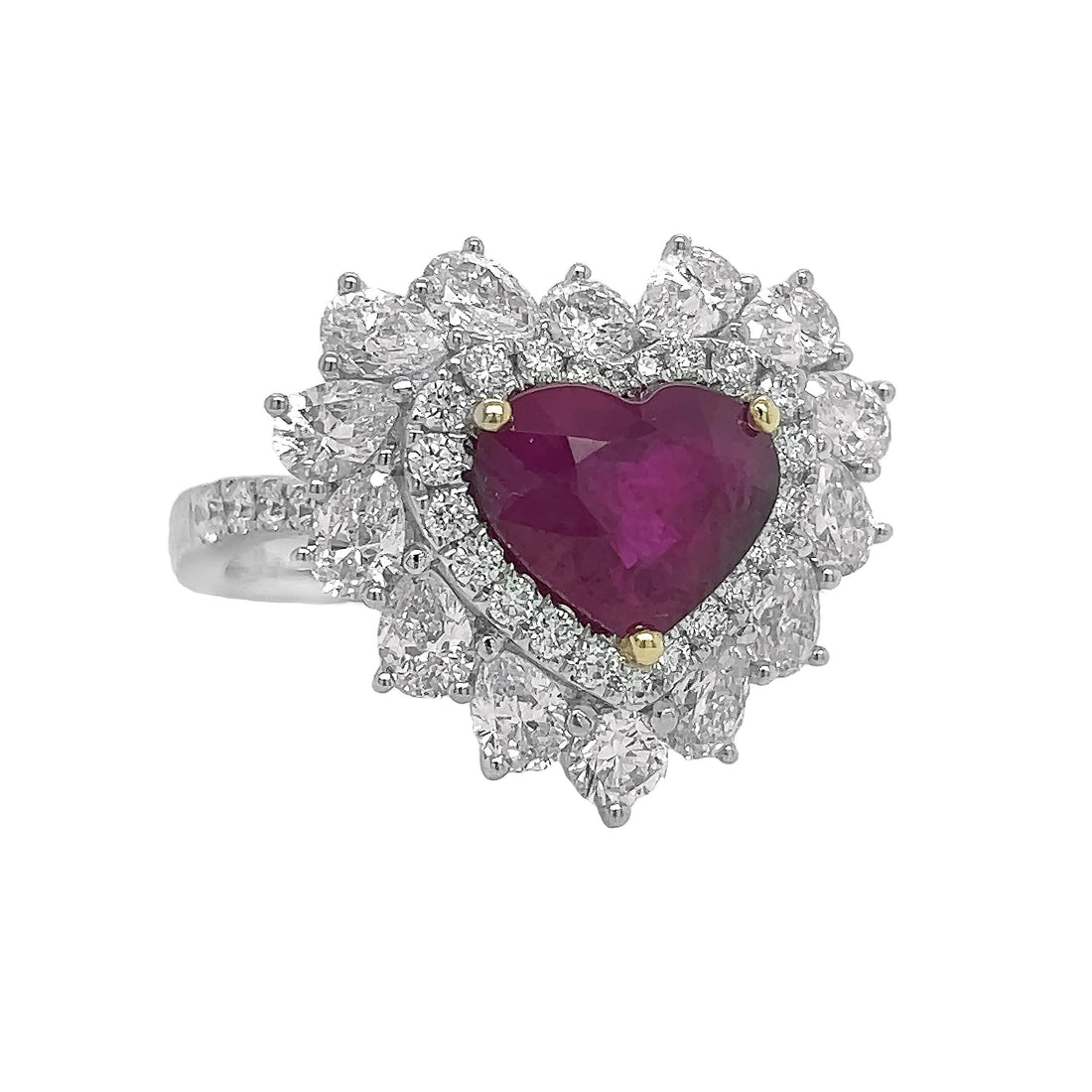 18kt White Gold Diamond And Ruby Ring