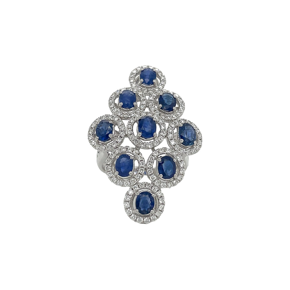 18kt White Gold Diamond and Blue Sapphire Ring