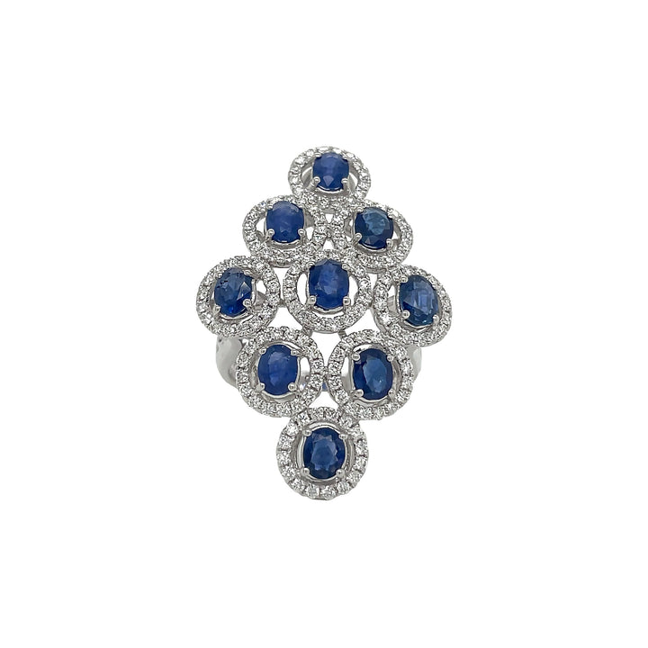 18kt White Gold Diamond and Blue Sapphire Ring