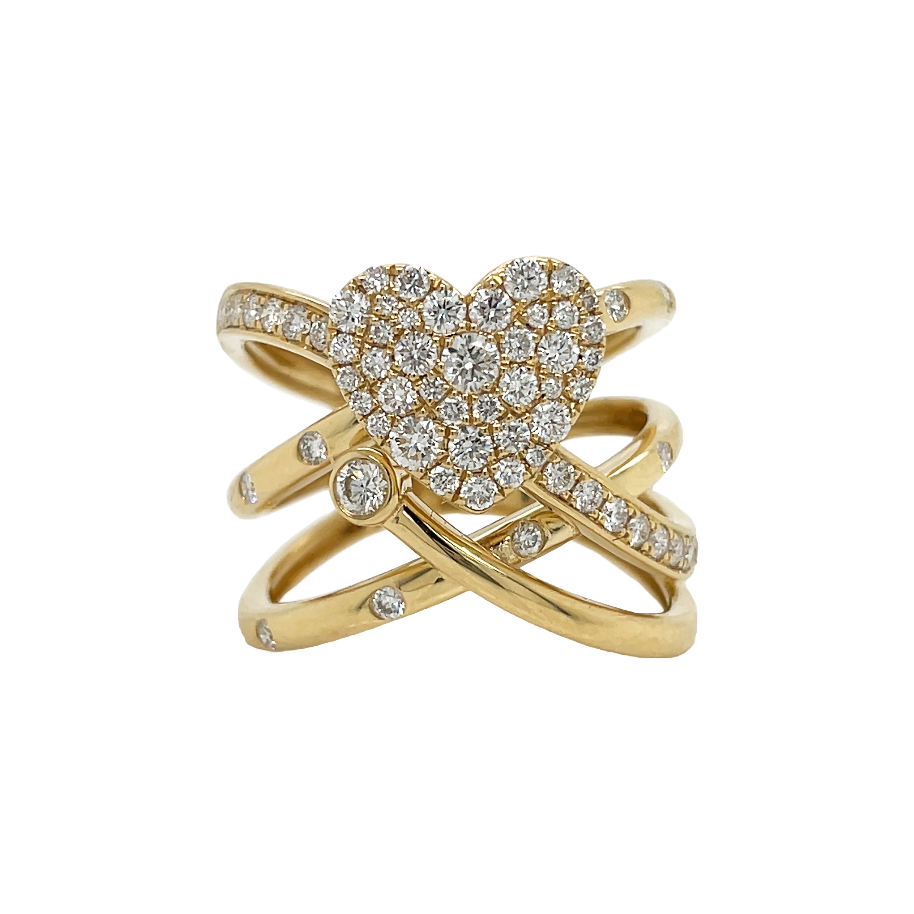 18kt Yellow Gold Diamond Heart Shaped Ring