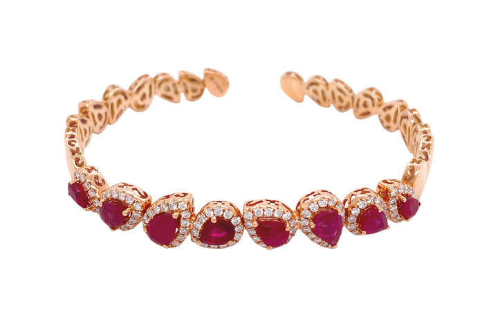 18kt Rose Gold Diamond And Ruby Bangle