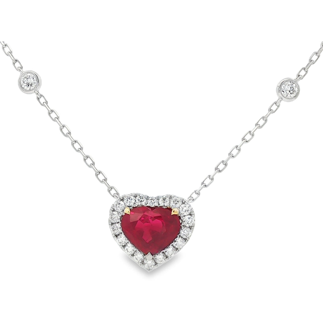 18kt White Gold Diamond And GIA Certified Ruby Pendant