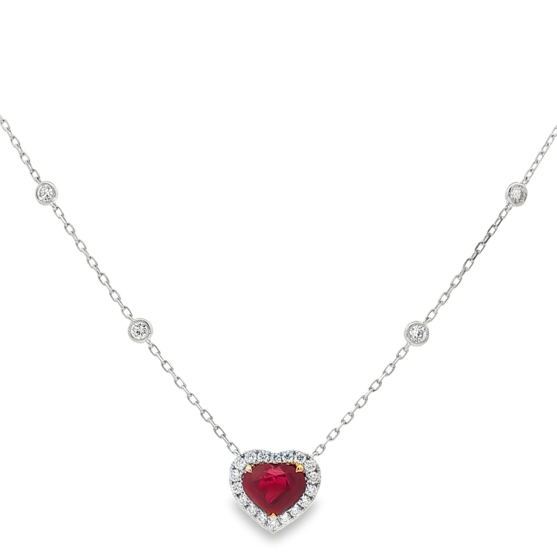 18kt White Gold Diamond And GIA Certified Ruby Pendant