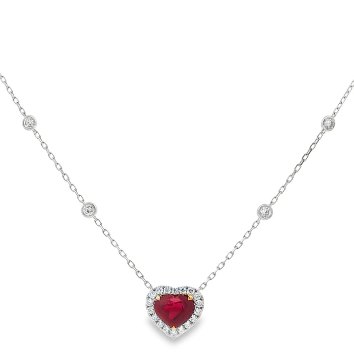 18kt White Gold Diamond And GIA Certified Ruby Pendant