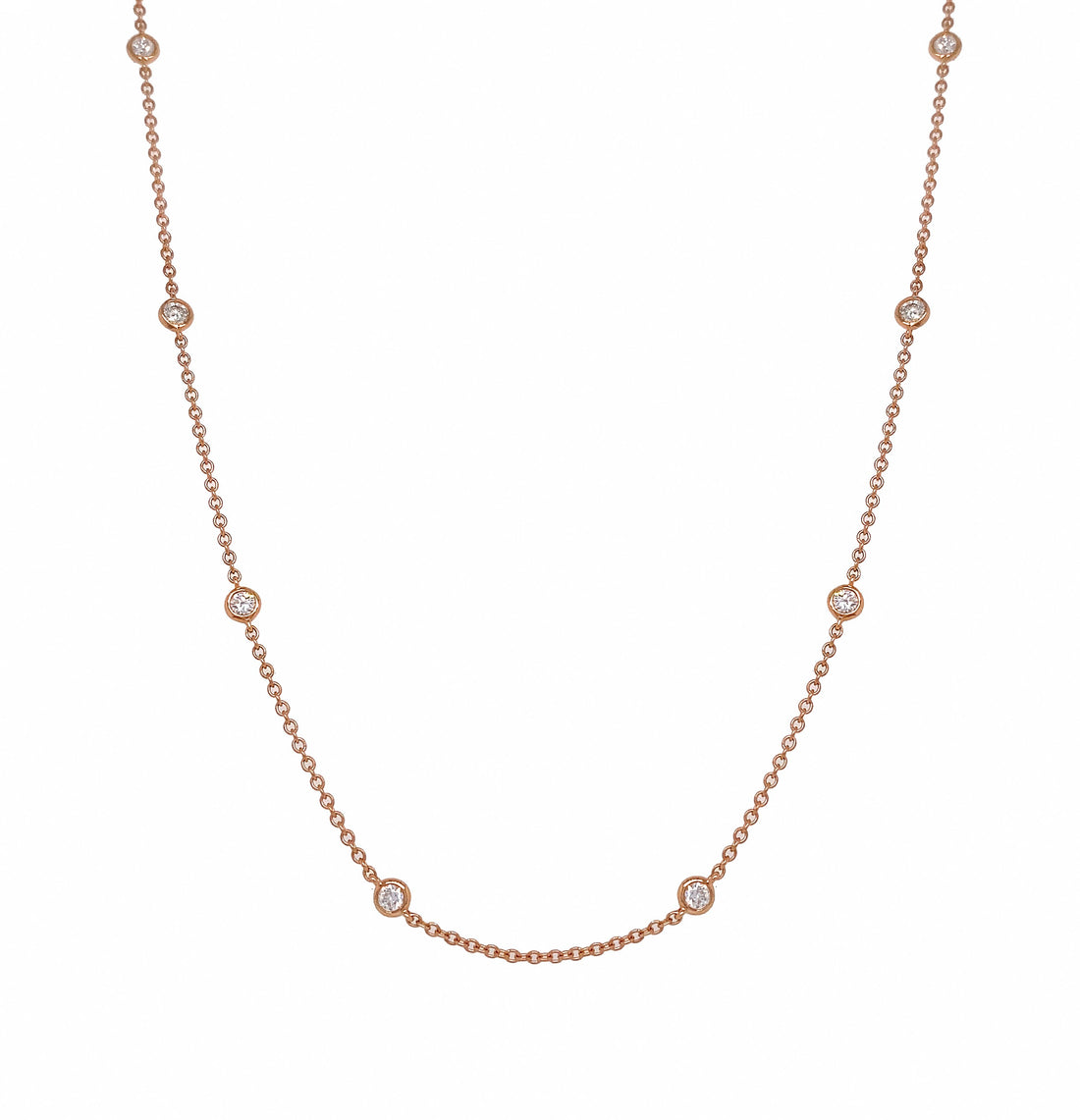 18kt Rose Gold Diamond By The Inch Necklace