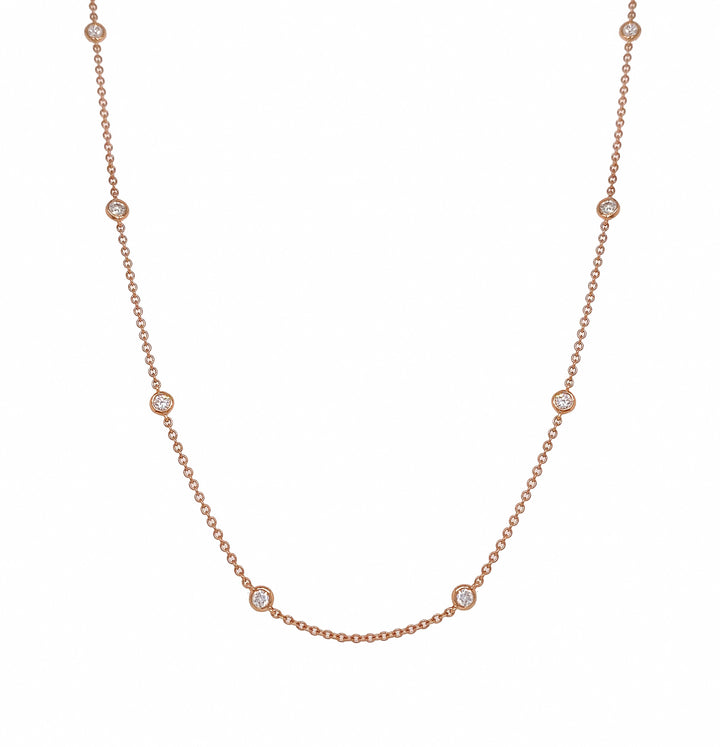 18kt Rose Gold Diamond By The Inch Necklace