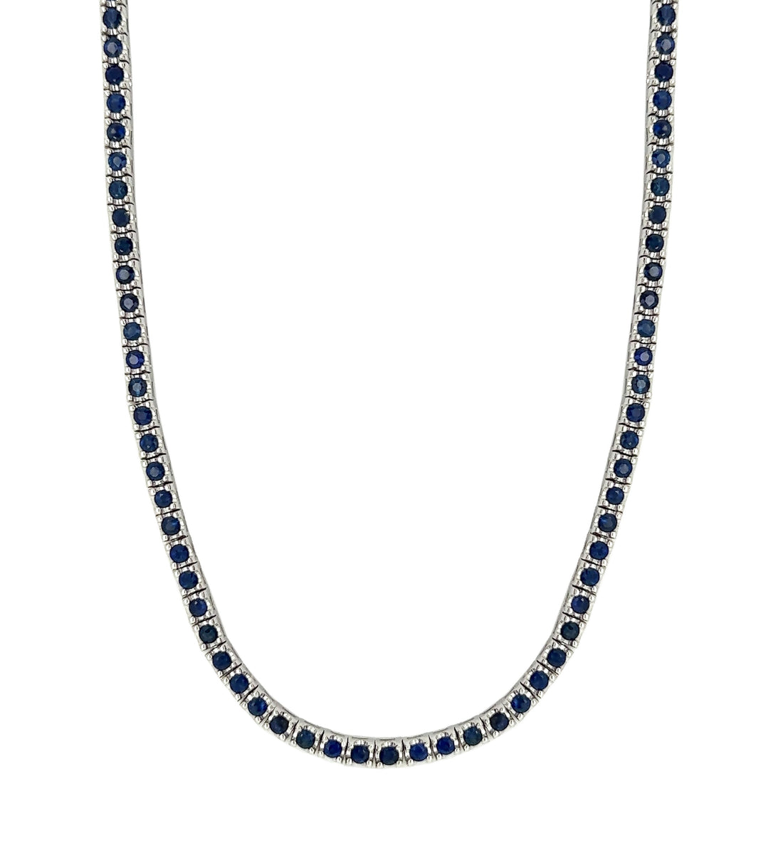18kt White Gold Diamond and Sapphire Necklace