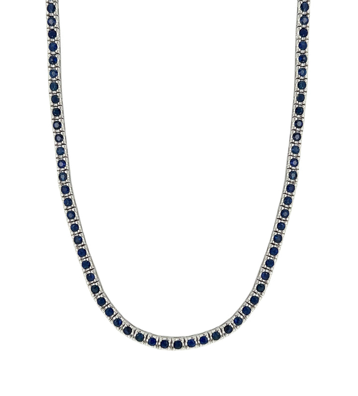18kt White Gold Diamond and Sapphire Necklace