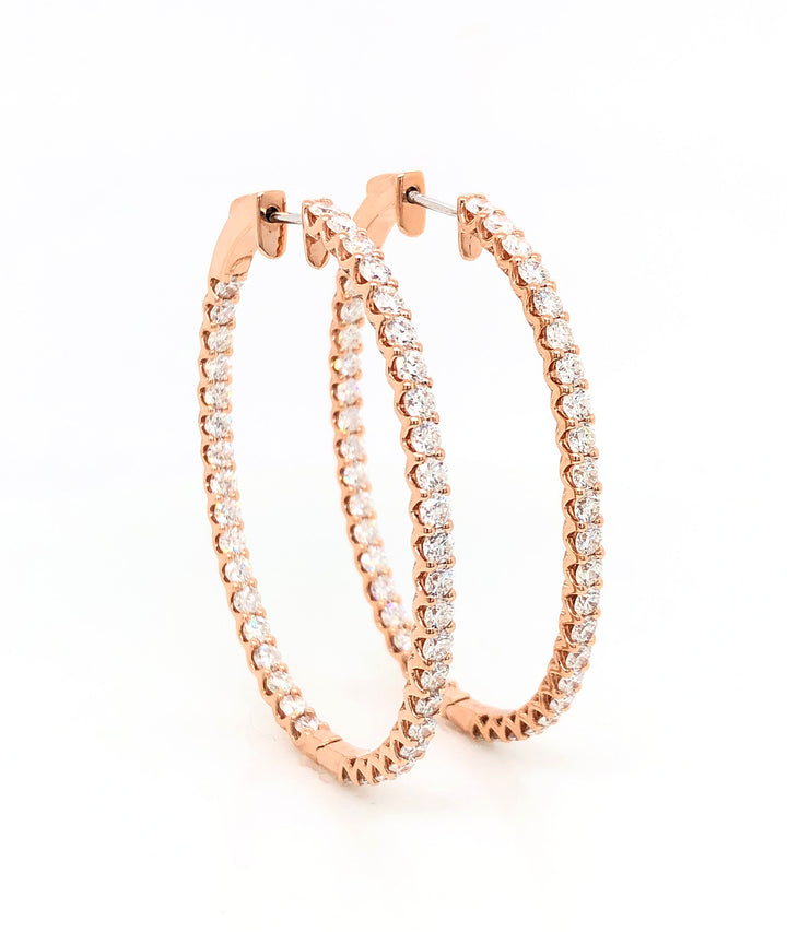 18kt Rose Gold Diamond Hoops