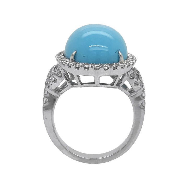 18kt White Gold Diamond and Turquoise Ring