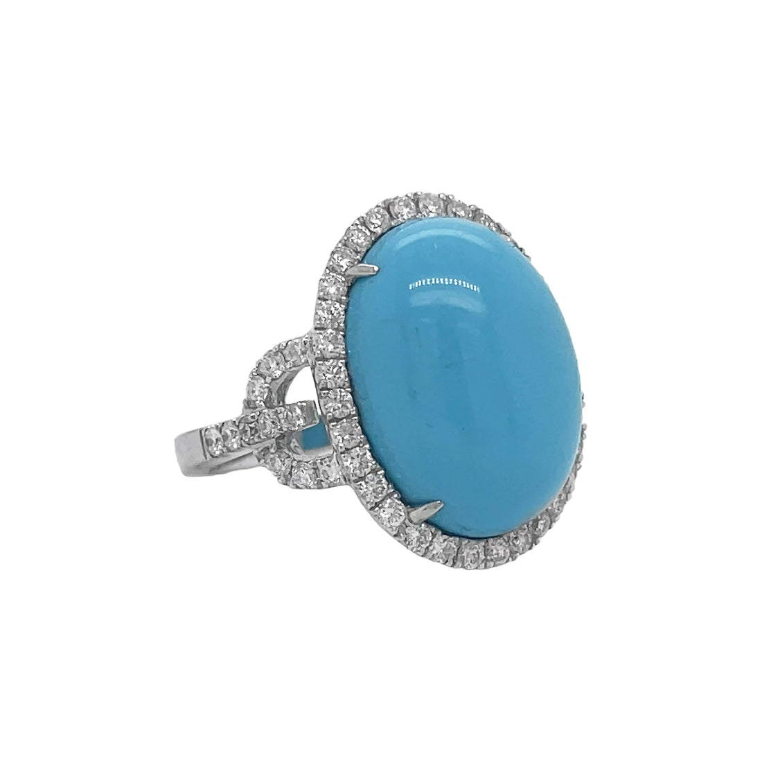 18kt White Gold Diamond and Turquoise Ring