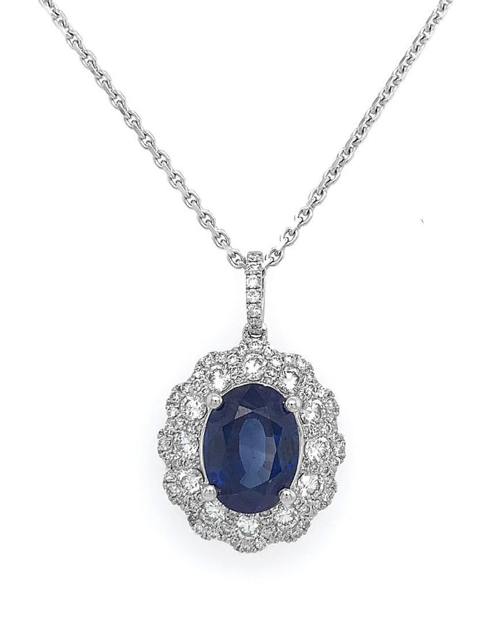 18kt White Gold GIA Certified Sapphire and Diamond Pendant