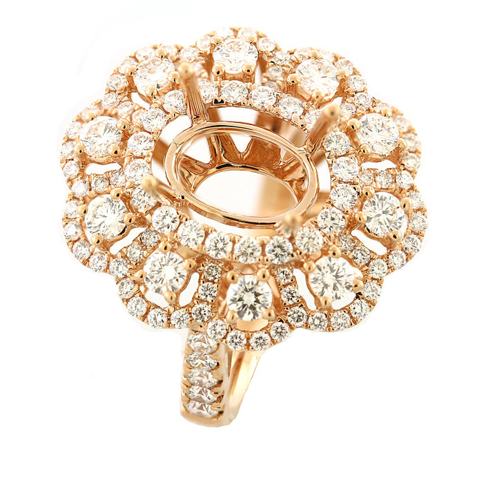 18kt Rose Gold Diamond Halo Semi Mount