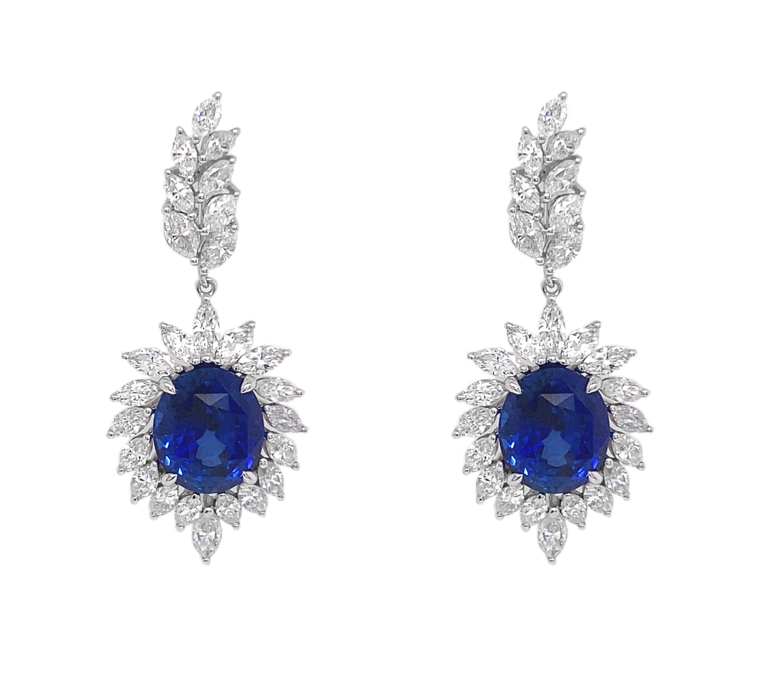18kt White Gold Diamond and Sapphire Earrings