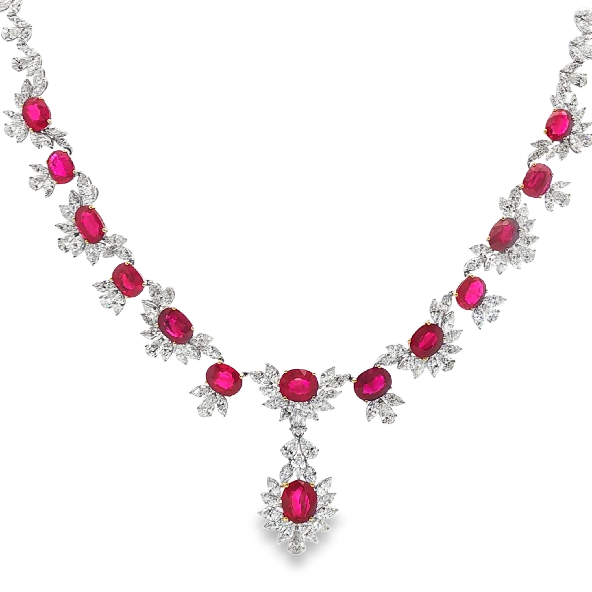 18kt White Gold Diamond And Ruby Necklace