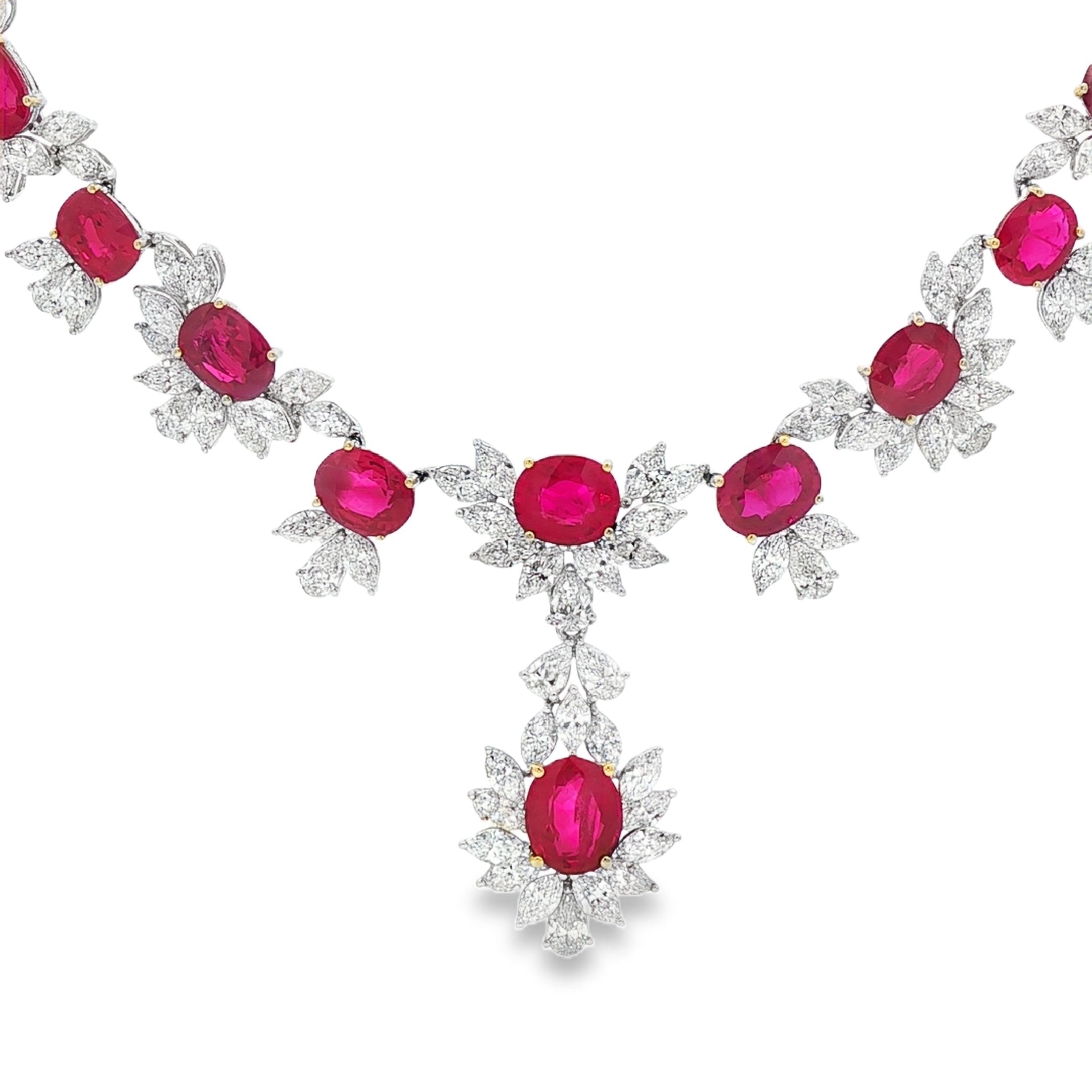 18kt White Gold Diamond And Ruby Necklace