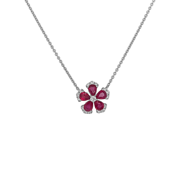 18kt White Gold Diamond And Ruby Pendant