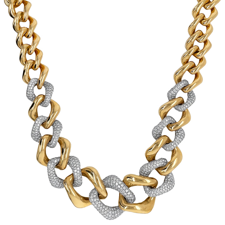 18kt Yellow and White Gold Diamond Link Necklace