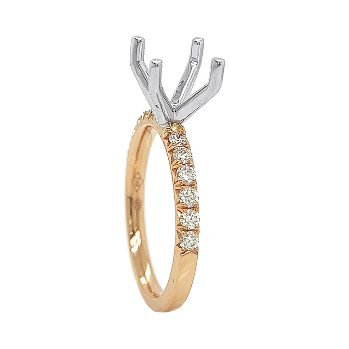 18kt Rose And White Gold Diamond Semi Mount