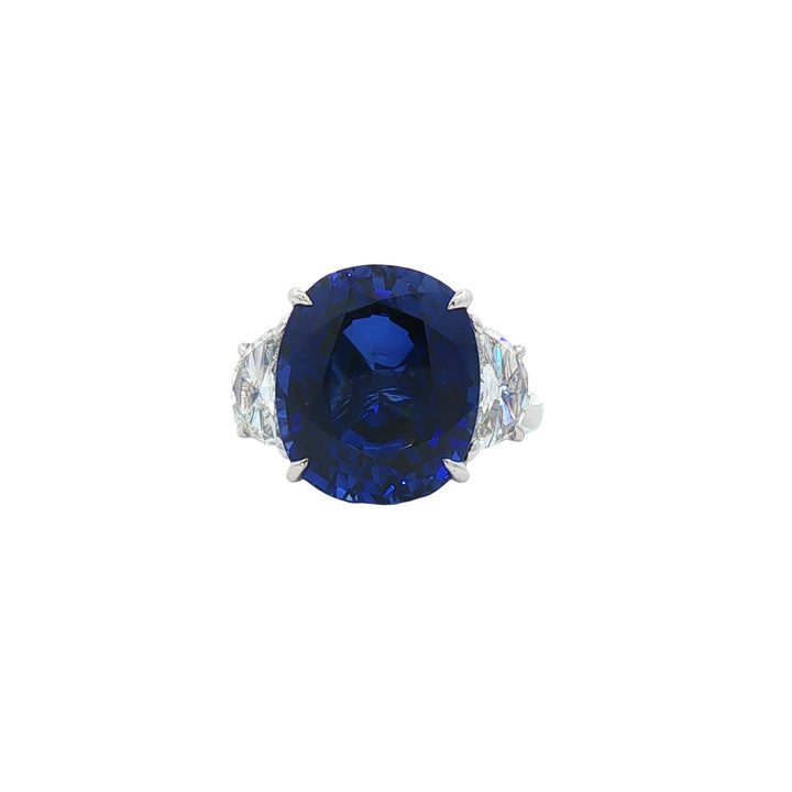14kt White Gold Lab Diamond And Blue Sapphire Ring
