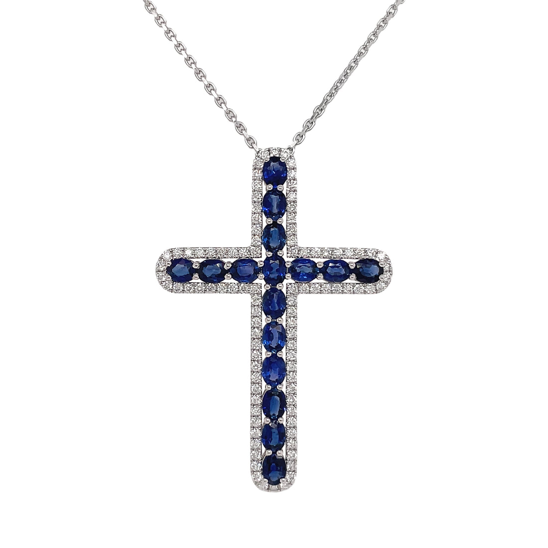 18kt White Gold Diamond and Sapphire Pendant