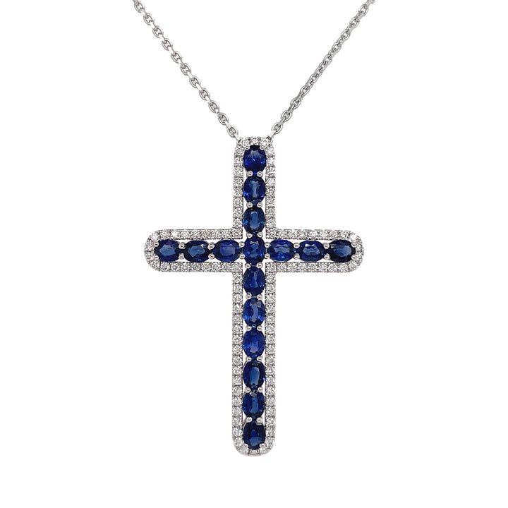 18kt White Gold Diamond and Sapphire Pendant