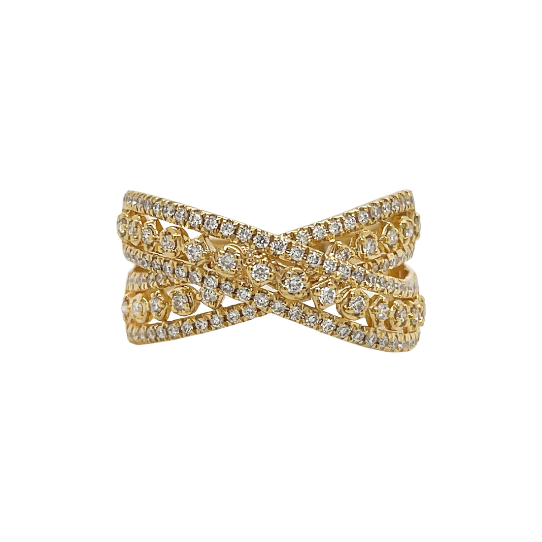 18kt Yellow Gold Diamond Criss-cross Rings