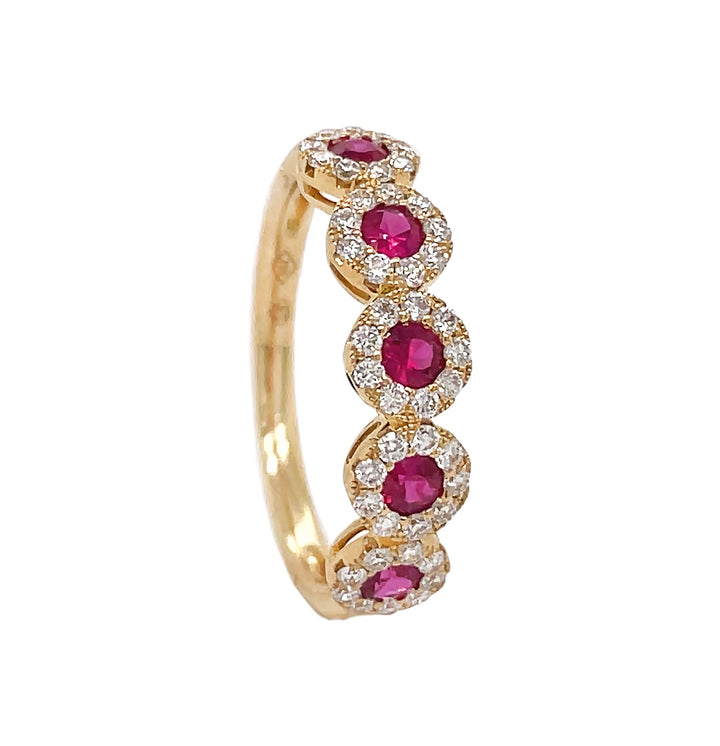 18kt Yellow Gold Diamond and Ruby Band