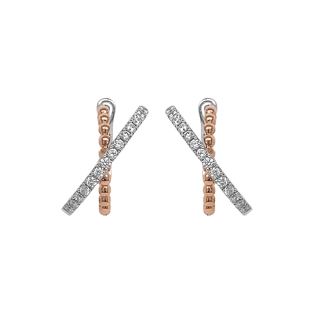 18kt White And Rose Gold Diamond Earring