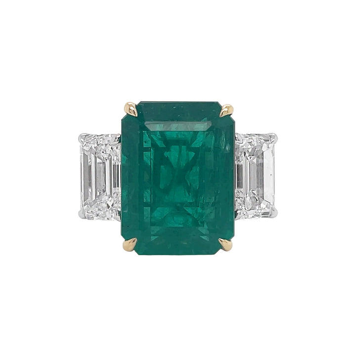 18kt White and Yellow Gold Diamond and GIA Certified Green Emerald