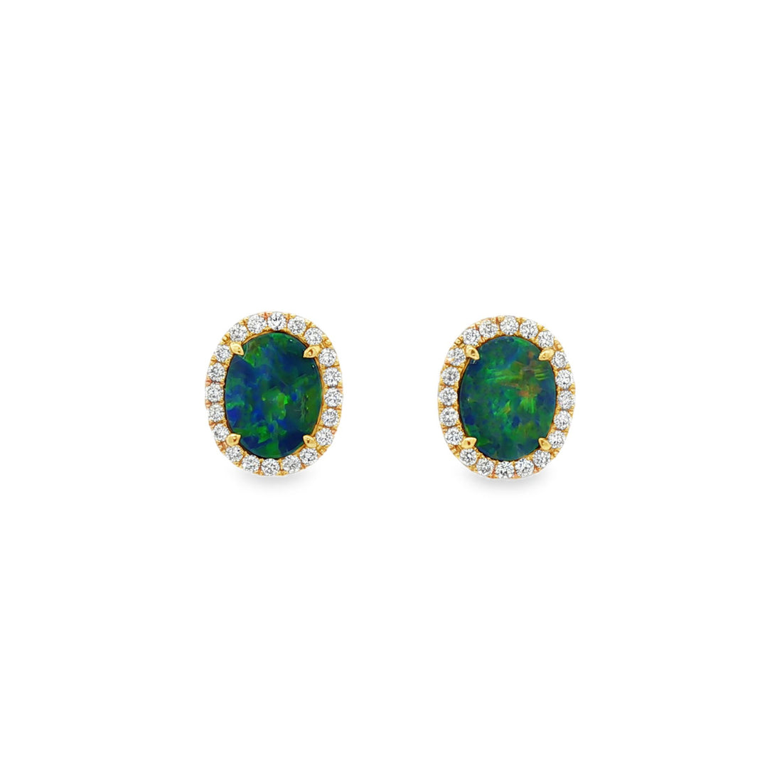 18kt White Gold Diamond And Opal Earrings