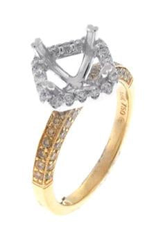 18kt Two Tone Yellow And White Diamond Halo Semi Mount