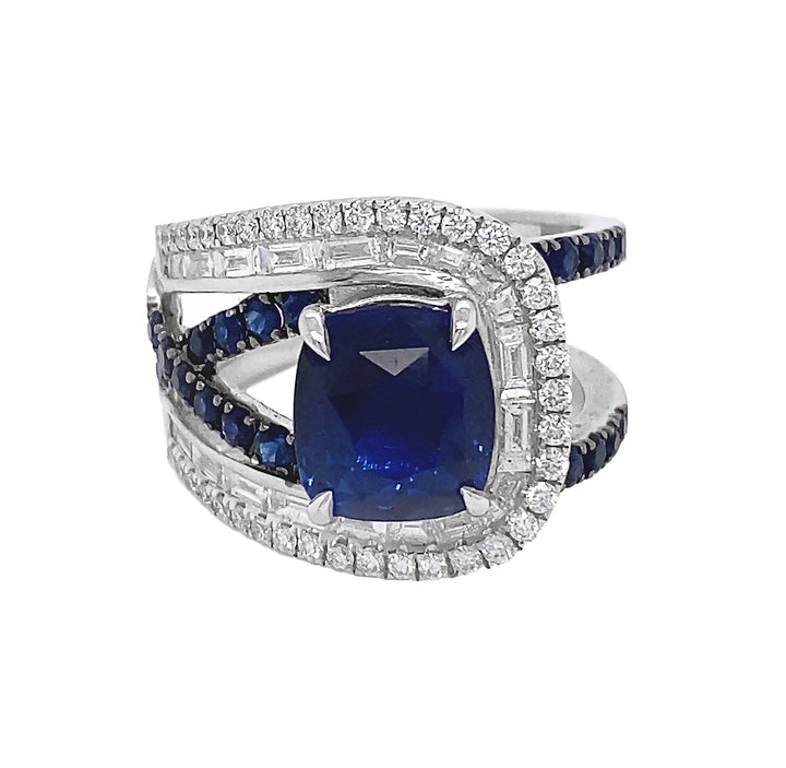 18kt White Gold Diamond and GIA Certified Sapphire Ring
