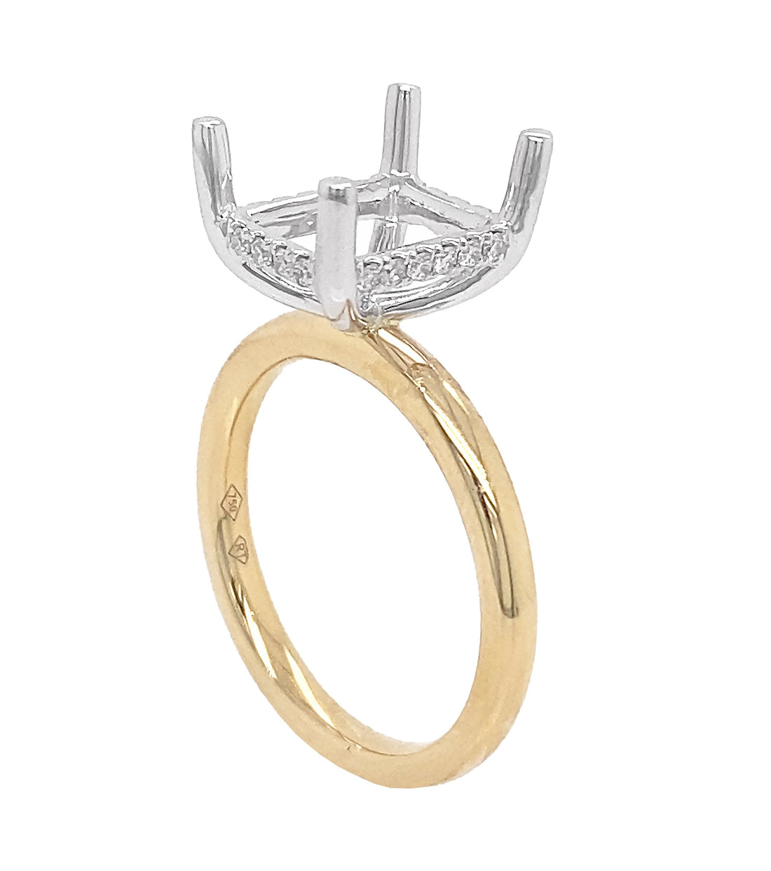 18Kt Yellow and White Gold Diamond Semi Mount